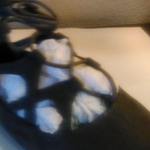 Charcoal grey suede shoes laceup zipper back